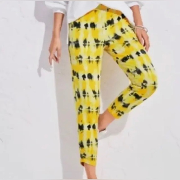 CAbi 6049 yellow Tie Dye Atomic Lounger pants women’s small new with tags